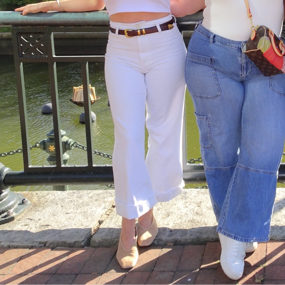 Zara White Denim Ankle Straight Jeans